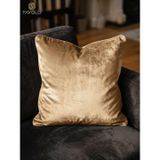 FAVOLLİ Altın Rengi Premium Kadife Kırlent Kılıfı, 45 x 45 cm, Parlak ve Lüks Doku