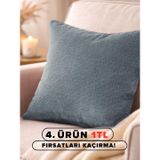 Favolli Gece Mavisi Keten Dokulu Dekoratif Kırlent Kılıfı, 50x50 cm, Gizli Fermuarlı