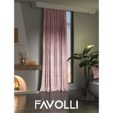 Favolli Kadife Dokulu Açık Pembe Ada Fon Perde Ekstrafor Büzgülü Dream Series - 100 x 250 cm