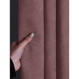 FAVOLLİ Kadife Dokulu Açık Pembe Rengi Pileli Ada Fon Perde - 180 x 260 cm