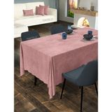 FAVOLLİ Kadife Dokulu Açık Pembe Renk Masa Örtüsü - 150 x 220 cm - Gül