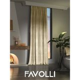 Favolli Kadife Dokulu Bej Ada Fon Perde Ekstrafor Büzgülü Dream Series - 100 x 250 cm