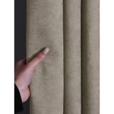 FAVOLLİ Kadife Dokulu Bej Renk Pileli Ada Fon Perde - 100 x 250 cm
