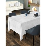 FAVOLLİ Kadife Dokulu Beyaz Renk Masa Örtüsü - 130 x 130 cm