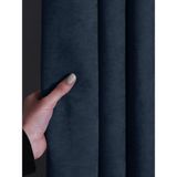 FAVOLLİ Kadife Dokulu Derin Mavi Rengi Pileli Ada Fon Perde - 80 x 260 cm