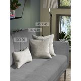 Favolli Kadife Dokulu Ekru Renk Kırlent Kılıfı Dream Serisi Punch Için Uygun Gizli FERMUAR50 x 30 cm