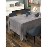 FAVOLLİ Kadife Dokulu Gümüş Grisi Masa Örtüsü - 130 x 130 cm