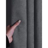 FAVOLLİ Kadife Dokulu Gümüş Grisi Pileli Ada Fon Perde - 60 x 250 cm