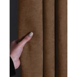 FAVOLLİ Kadife Dokulu Kaju Rengi Pileli Ada Fon Perde - 80 x 250 cm