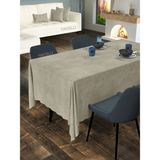 FAVOLLİ Kadife Dokulu Keten Renk Masa Örtüsü - 150 x 220 cm - Krem