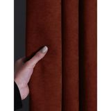FAVOLLİ Kadife Dokulu Kiremit Rengi Pileli Ada Fon Perde - 160 x 270 cm