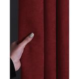 FAVOLLİ Kadife Dokulu Kırmızı Renk Pileli Ada Fon Perde - 80 x 260 cm