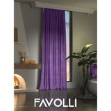 Favolli Kadife Dokulu Menekşe Moru Ada Fon Perde Ekstrafor Büzgülü Dream Series - 100 x 250 cm