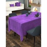 FAVOLLİ Kadife Dokulu Menekşe Moru Masa Örtüsü - 130 x 130 cm