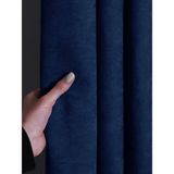 FAVOLLİ Kadife Dokulu Safir Rengi Pileli Ada Fon Perde - 180 x 270 cm