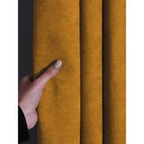 FAVOLLİ Kadife Dokulu Safran Rengi Pileli Ada Fon Perde - 100 x 270 cm