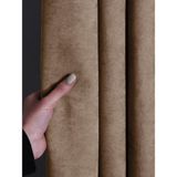 FAVOLLİ Kadife Dokulu Sahra Beji Pileli Ada Fon Perde - 80 x 250 cm