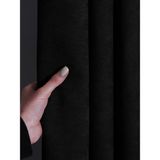 FAVOLLİ Kadife Dokulu Siyah Renk Pileli Ada Fon Perde - 100 x 270 cm