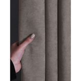 FAVOLLİ Kadife Dokulu Taş Rengi Pileli Ada Fon Perde - 120 x 250 cm