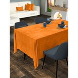 FAVOLLİ Kadife Dokulu Turuncu Renk Masa Örtüsü - 130 x 170 cm - Mandalina Rengi