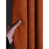 FAVOLLİ Kadife Dokulu Turuncu Renk Pileli Ada Fon Perde - 140 x 270 cm
