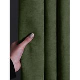 Favolli Kadife Dokulu Zeytin Yaprağı Rengi Pileli Ada Fon Perde 260 cm Uzunluk 200 cm Genişlik - 200 x 260 cm