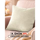 Favolli Keten Dokulu Dekoratif Kırlent Kılıfı, Gizli Fermuarlı, 50x30 cm, Açık Krem