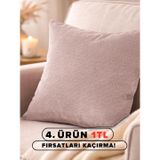 Favolli Keten Dokulu Dekoratif Kırlent Kılıfı, Gizli Fermuarlı, 50x30 cm, Soft Pembe