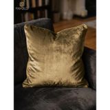 FAVOLLİ Koyu Altın Premium Kadife Kırlent Kılıfı, 45 x 45 cm, Parlak Doku