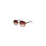 Favon Kahverengi Retro Köşeli Metal Çerçeve İnce Sap Unisex UV400 Vintage Retro Güneş Gözlüğü