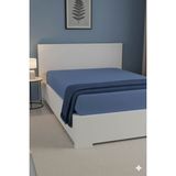 Favora %100 Pamuk Ranforce Premium Çift Kişilik Lastikli Çarşaf - İndigo - Indigo - 160 x 200