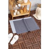 FAVORA Leoline %100 Pamuk Premium 2'li Ayak Havlusu - Gri - Antrasit F2488