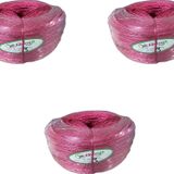 Favori İp Halat FH03 PP Naylon Burgulu Örgü Çamaşır İpi - Pembe - 100 Metre - 3 Adet