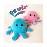 Favorim50Ton Mavi Pembe Mod Değiştiren Ahtapot Peluş Oyuncak Kız Çocuklar İçin Yumuşak Aksesuar - Mavi - Pembe