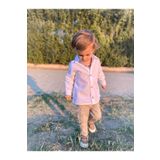 favorimkids Erkek Bebek Beyaz Keten Pamuklu Gömlek