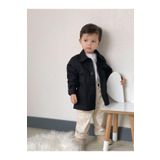 favorimkids Siyah Trenç Çeket Gabardin kumaş %100 pamuk