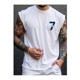 FAVORİST 7 Seven Baskılı Kolsuz tshirt Erkek Sıfır Kol Giyim Spor Giyim Oversize T-SHİRT