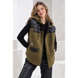 FAVORİST Outdoor Peluş Kadın Kapüşonlu Teddy Kapitone Garnili Yelek VT-2598 ( Ürün 1.Kalite Kumaştan Özel Üretilmiştir )