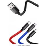 Favors Çoklu Şarj 3İn1 Iphone/Micro/Type-C Kopmaz Hızlı Şarj Kablosu Örgülü
