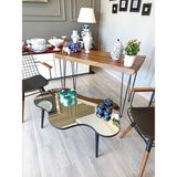 Faw Decor Aynalı Ahşap Siyah Orta Sehpa Doğal Ağaç Ayaklı Modern Cam Tablalı Orta Sehpa - 100 cm x 64 cm