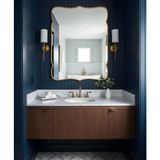 Faw Decor Premium Şık Asimetrik Ahşap Çerçeveli Ayna Ev Dekoru Estetik Duvar Aynası Banyo Aynası - Altın - 150x90