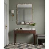 Faw Decor Premium Şık Asimetrik Ahşap Çerçeveli Ayna Ev Dekoru Estetik Duvar Aynası Banyo Aynası - Bronz - 130x80