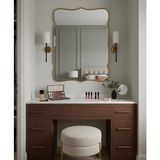 Faw Decor Premium Şık Asimetrik Ahşap Çerçeveli Ayna Ev Dekoru Estetik Duvar Aynası Banyo Aynası - Bronz - 90x60