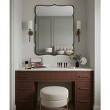 Faw Decor Premium Şık Asimetrik Ahşap Çerçeveli Ayna Ev Dekoru Estetik Duvar Aynası Banyo Aynası - Siyah - 130x80