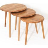 Faw Decor Yuvarlak Masif Doğal Naturel Tekli 2'li 3'lü Zigon Sehpa Set Modern Masif Yan Sehpa Seti