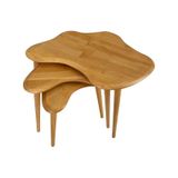 Fawdecor Asimetrik Masif Ahşap Zigon Sehpa Takımı 3'lü Set Meşe