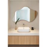 Fawdecor Çerçevesiz Asimetrik Modern Duvar Aynası Dekoratif Banyo Aynası