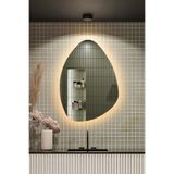 Fawdecor Led Işıklı Asimetrik Üçgen Model Dekoratif Duvar Aynası, Modern Eşsiz Ayna, Duvar Dekorasyon Ürünü