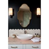 Fawdecor Lüks Tasarım Ahşap Çerçeveli Dekoratif Ayna-Modern Kavisli Form Banyo Lavabo ve Dresuar Aynası