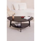 FAWdecor Modern Oval Orta Sehpa | Alt Raflı Salon Sehpası | Minimal & Şık Tasarım - Siyah